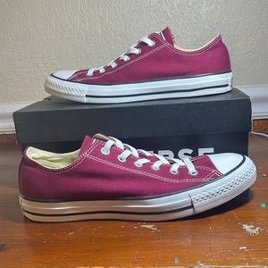 Burgundy All-Star Converse, Unisex, Women’s size 10, Mens size 8
